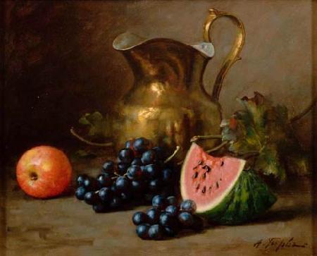 Alfred Hirv Natuurmort kannu ja viinamarjadega France oil painting art